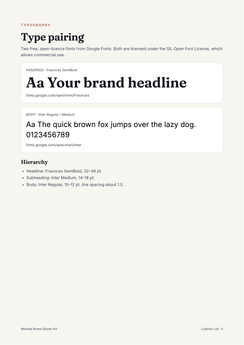 Type pairing page