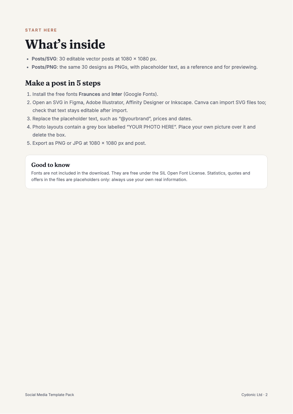 Guide page explaining how to edit the templates